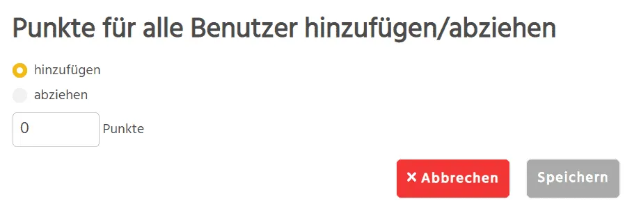 Punkte an alle Benutzer gleichzeitig vergeben
