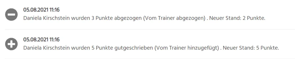 Punkte von allen Benutzern abziehen