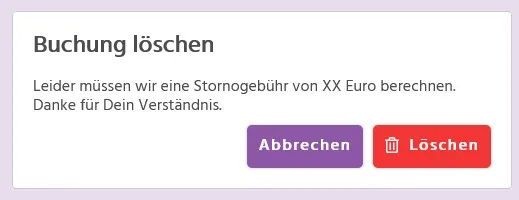 Individueller Stornotext in kursifant