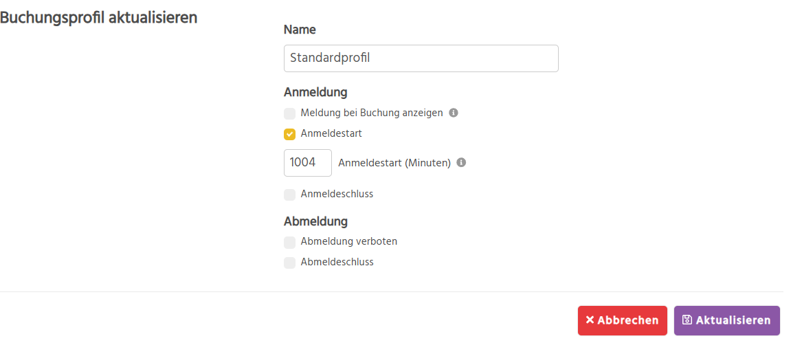Buchungsstart für mehrere Termine