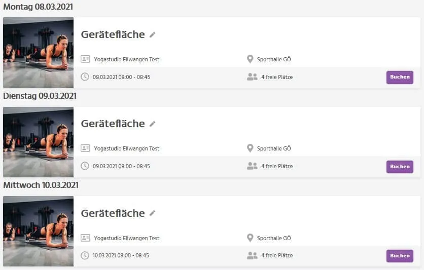 Weitere Zeitslots zu einem bestehenden Kurs hinzufügen