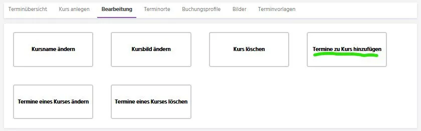Terminserie mit mehreren Zeitslots in kursifant