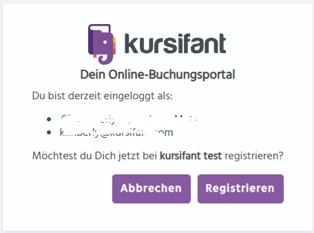 Bei einem weiteren Anbieter registrieren mit bestehendem kursifant Account