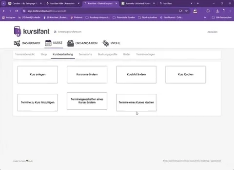 Termine eines Kurses in kursifant löschen