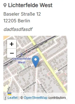 OpenStreetMap-Karte zeigt den Terminort für Kursteilnehmer