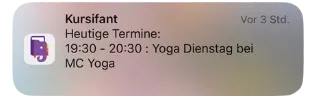 Push-Erinnerung an Kursteilnehmer