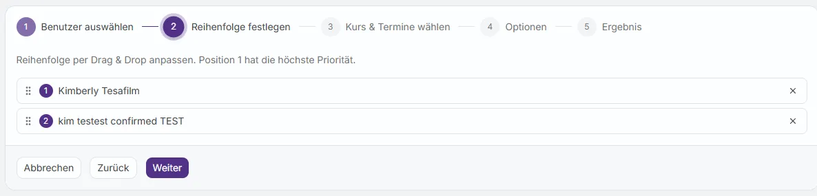 Personen auswaehlen: Auswahl mehrerer Personen